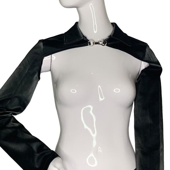 Look Sky NWT  Faux Leather Mini Dress Sz M Two piece Bolero Vest … - Picture 10 of 12